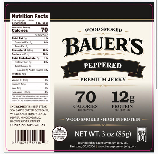 Bauer's Premium Jerky - Peppered