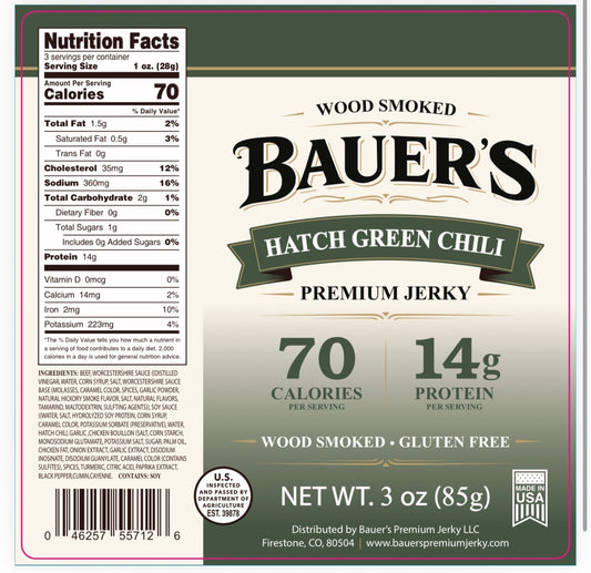 Bauer's Premium Jerky - Hatch Green Chili